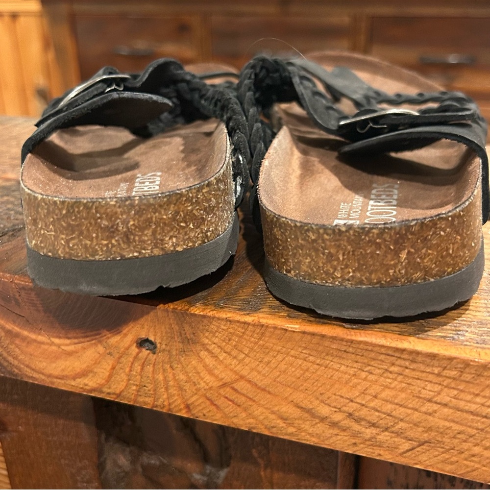 White Mountain Women's Black Braided Strap Footbed Sandals - Picture 3 of 5